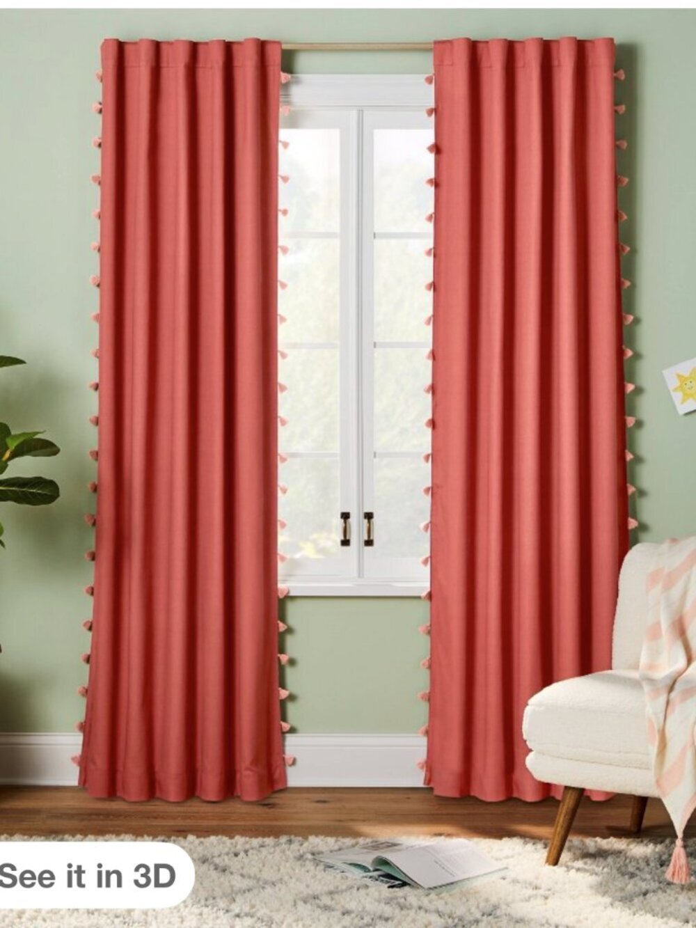 4 Pillowfort 95" Window curtain Panels Rose pink